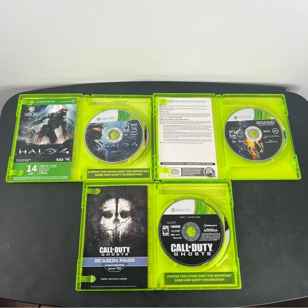 Microsoft Xbox 360 S 4GB Console System Bundle Lot With 9 Games Tested & Working